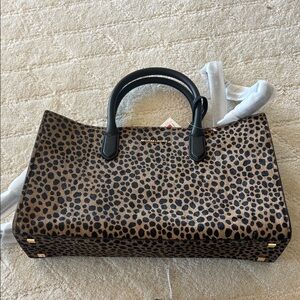 Michael Kors Black and Brown Animal Print Satchel